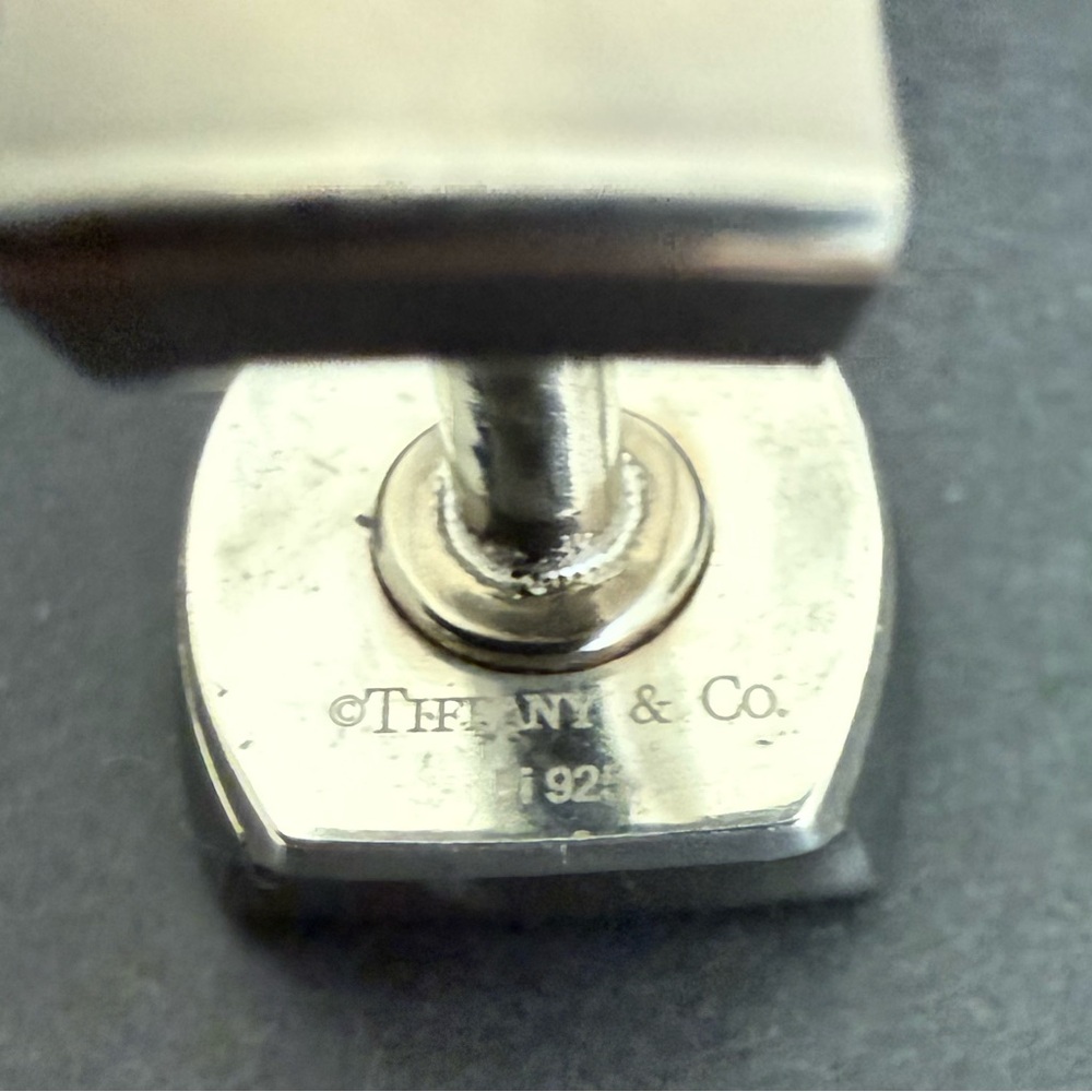 Tiffany & Co Titanium and Silver 1837 Square Cuff Links - Picture 4 of 5